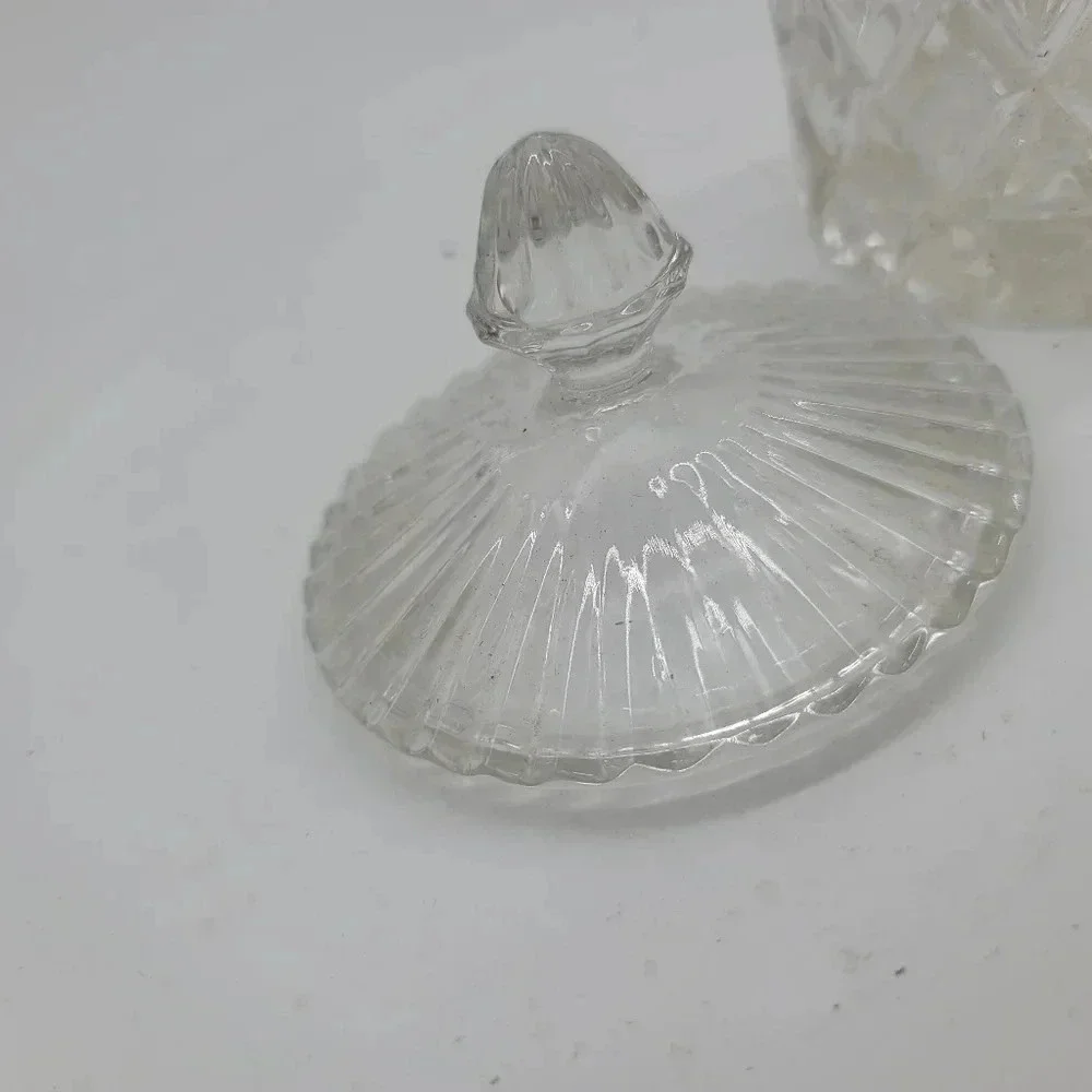 Heavy Cut Glass Crystal Biscuit Vintage Candy Jar • Beautiful Traditional Design